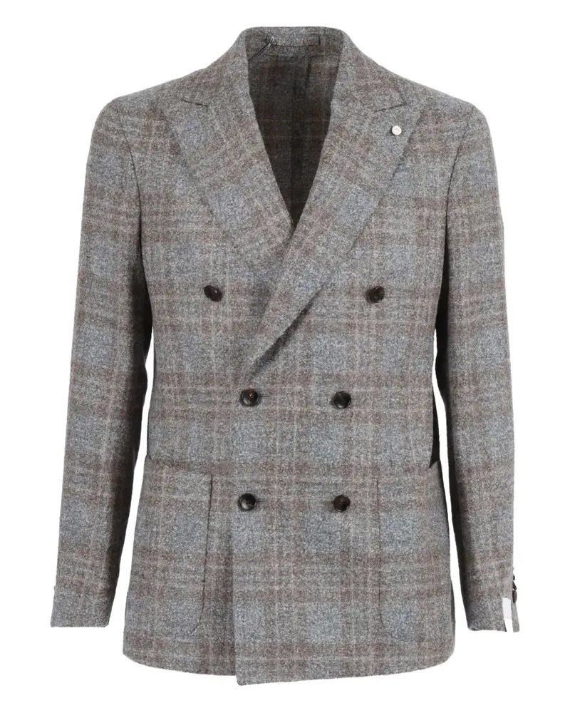 Luigi Bianchi Mantova double-breasted checked jacket - Grau Grau
