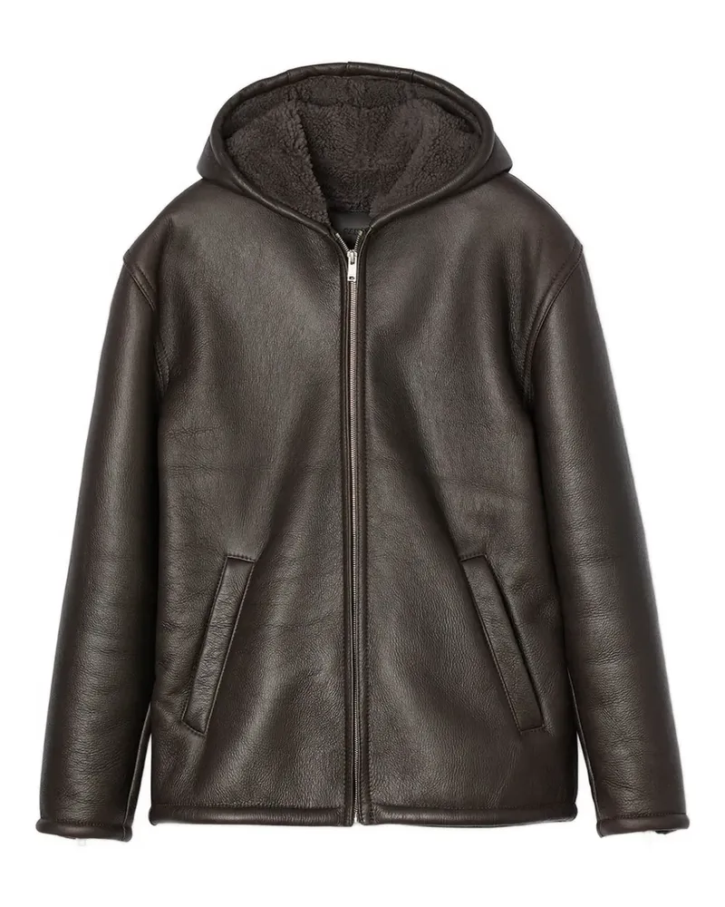 Sandro Kapuzenjacke aus Shearling - Grau Grau