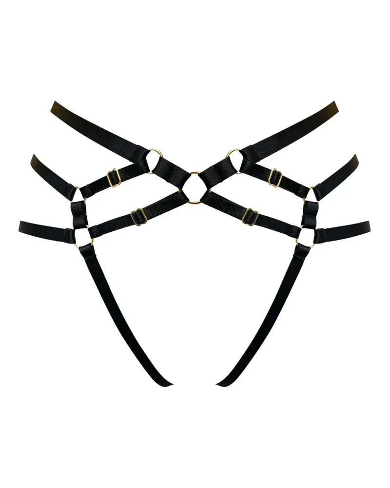 Bordelle Slip mit Riemen - Schwarz Schwarz