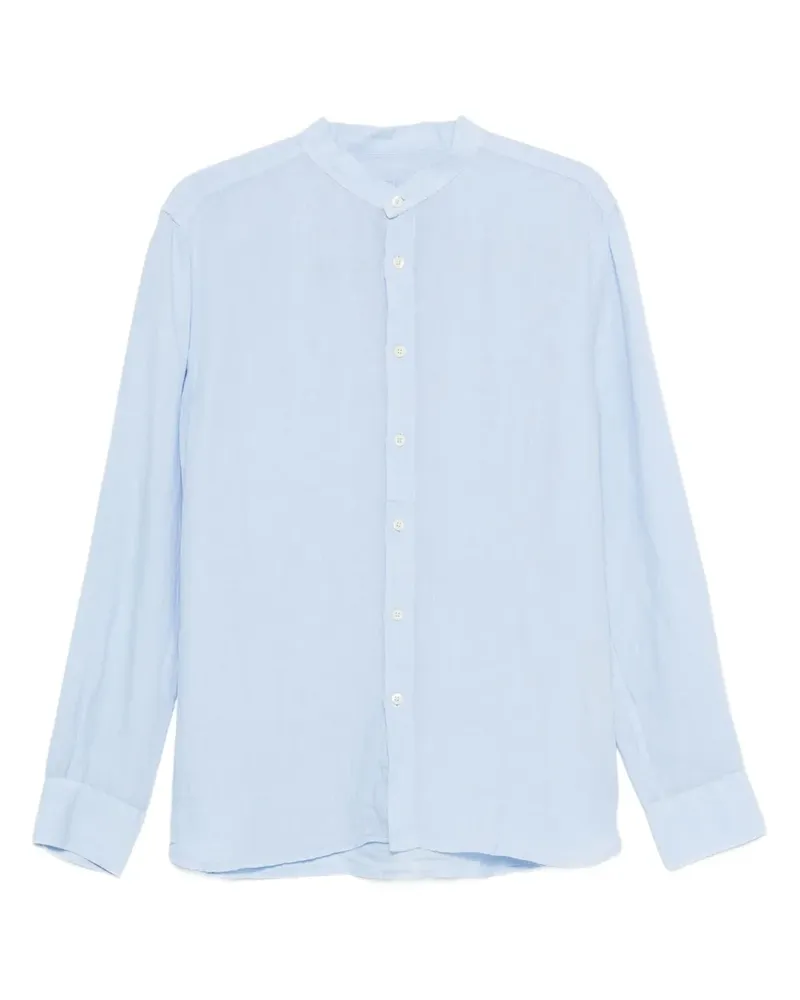 120% Lino Hemd mit Stehkragen - Blau Blau