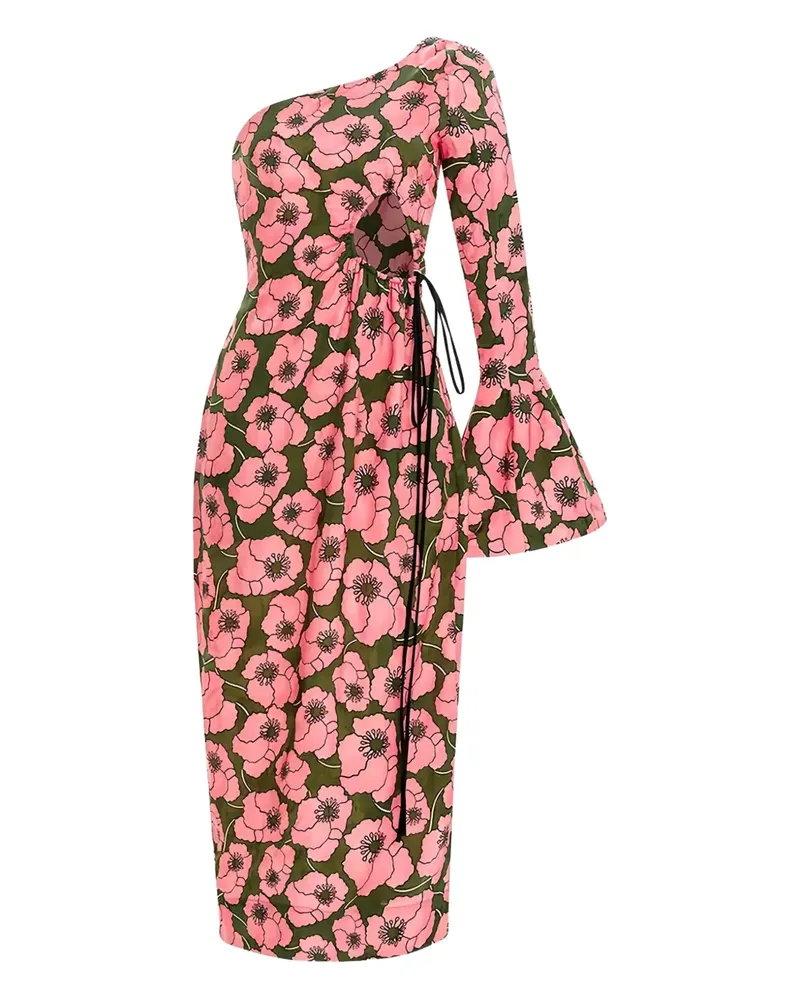 AGUA BENDITA one-shoulder floral-print dress - Rosa Rosa