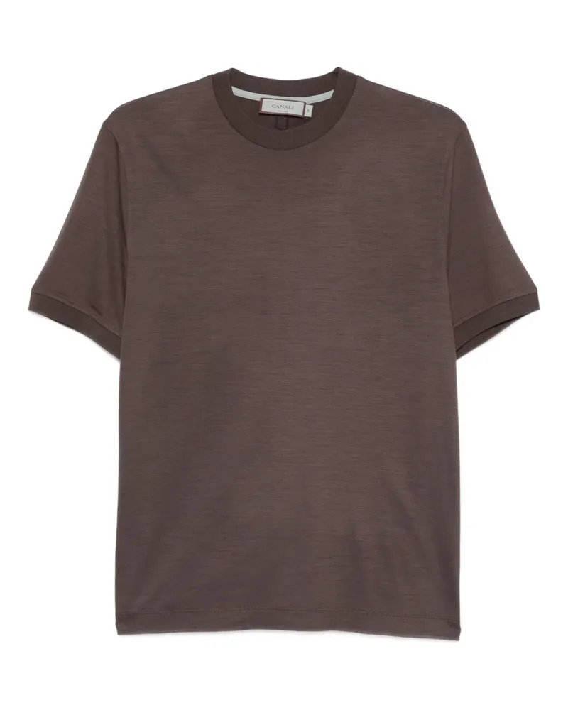 Canali T-Shirt mit rundem Ausschnitt - Braun Braun