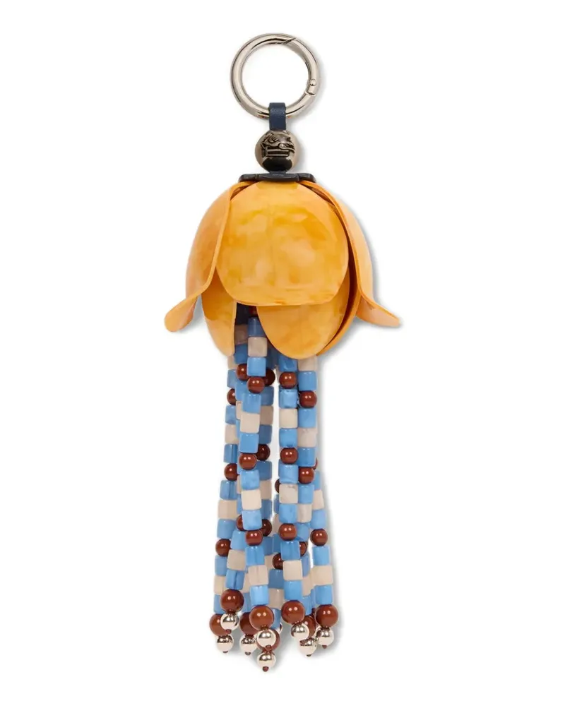 Etro Blumenanhänger mit Fransen - Orange Orange