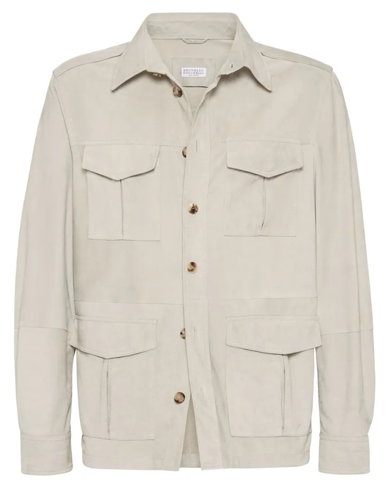 Brunello Cucinelli Hemdjacke aus Leder - Nude Nude