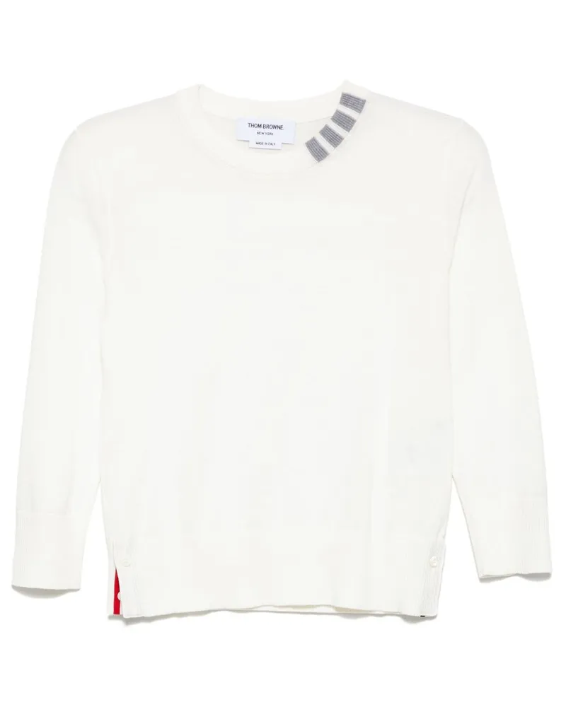 Thom Browne Intarsien-Pullover mit 4-Streifen-Logo - Weiß Weiß