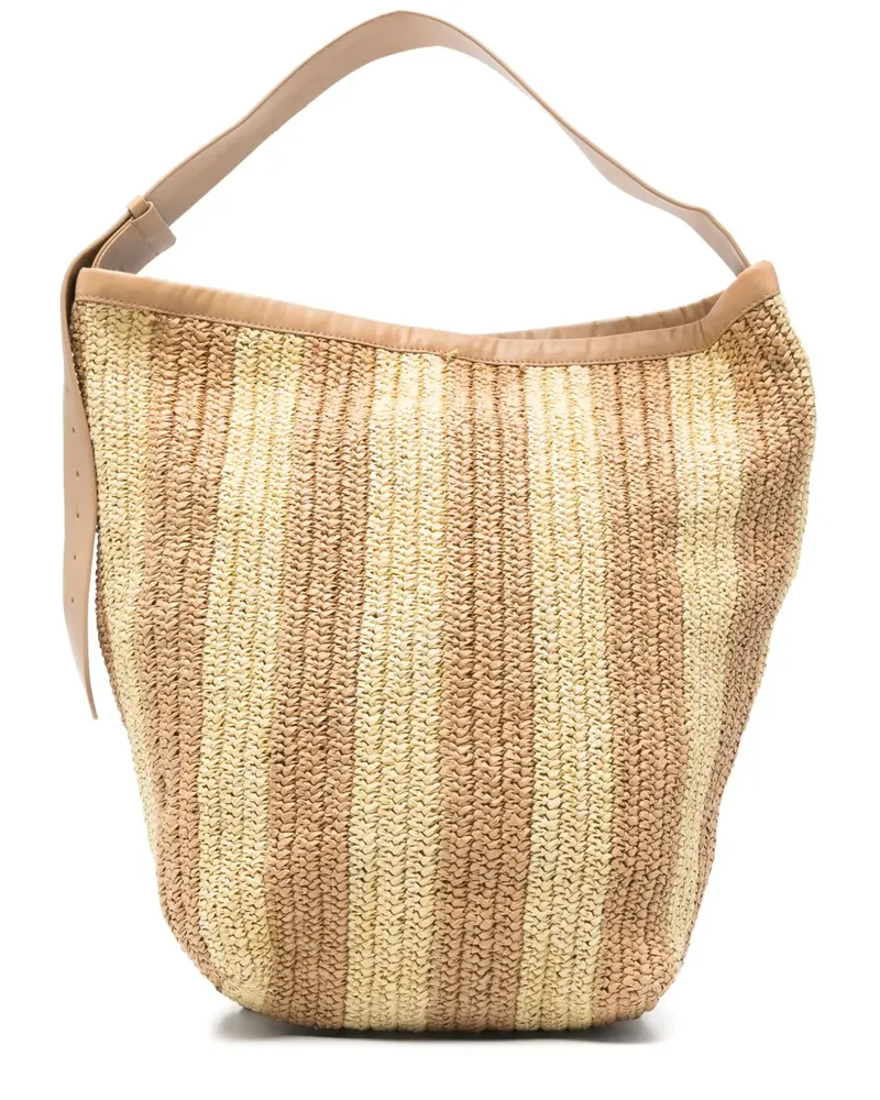ALYSI Schultertasche aus Bast - Nude Nude