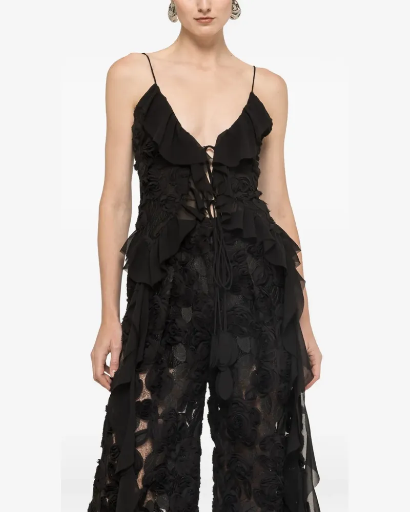 NISSA Besticktes 3D Top - Schwarz Schwarz