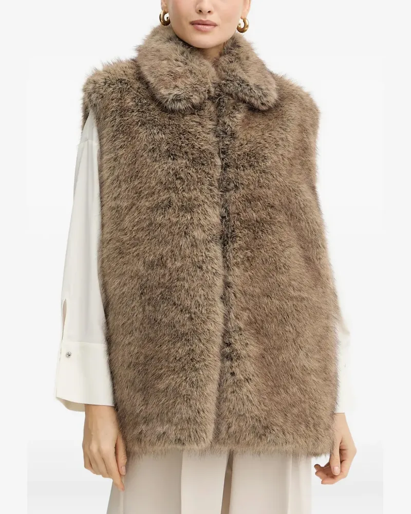 Liu Jo faux-fur collared gilet - Braun Braun