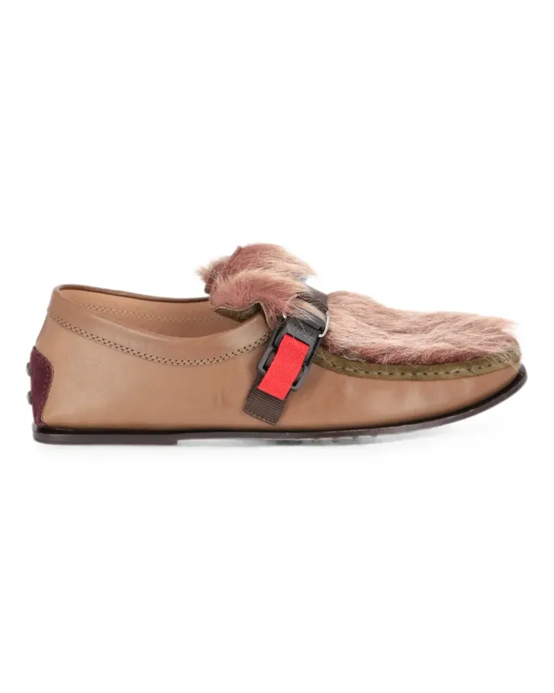 TOD'S faux-fur buckle loafers - Nude Nude