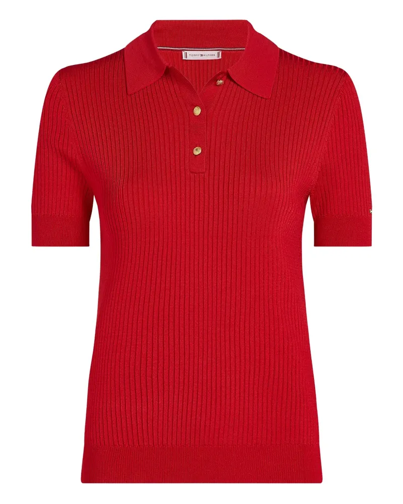Tommy Hilfiger Geripptes Poloshirt - Rot Rot