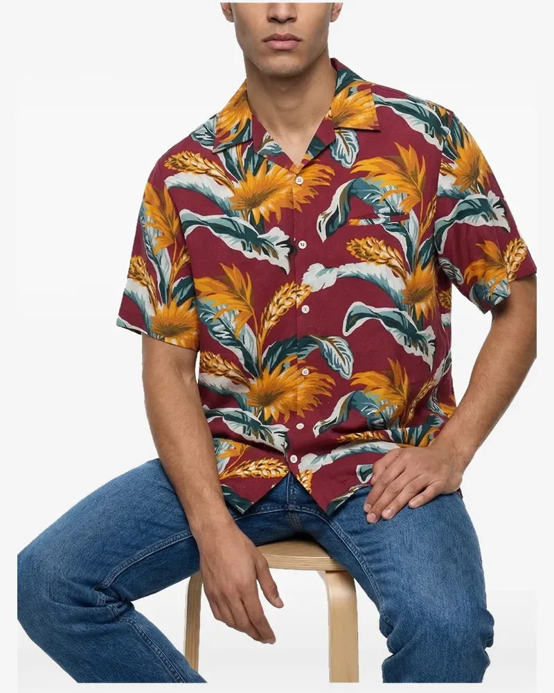 Maison Margiela floral-print linen shirt - Rot Rot