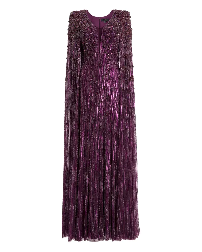 Jenny Packham Sweet Silva Cape-Maxikleid mit Perlen - Violett Violett