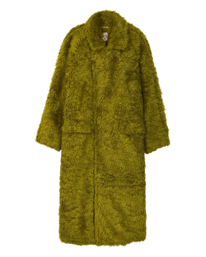 Camper Doppelreihiger Mantel aus Faux Fur - Grün Grün