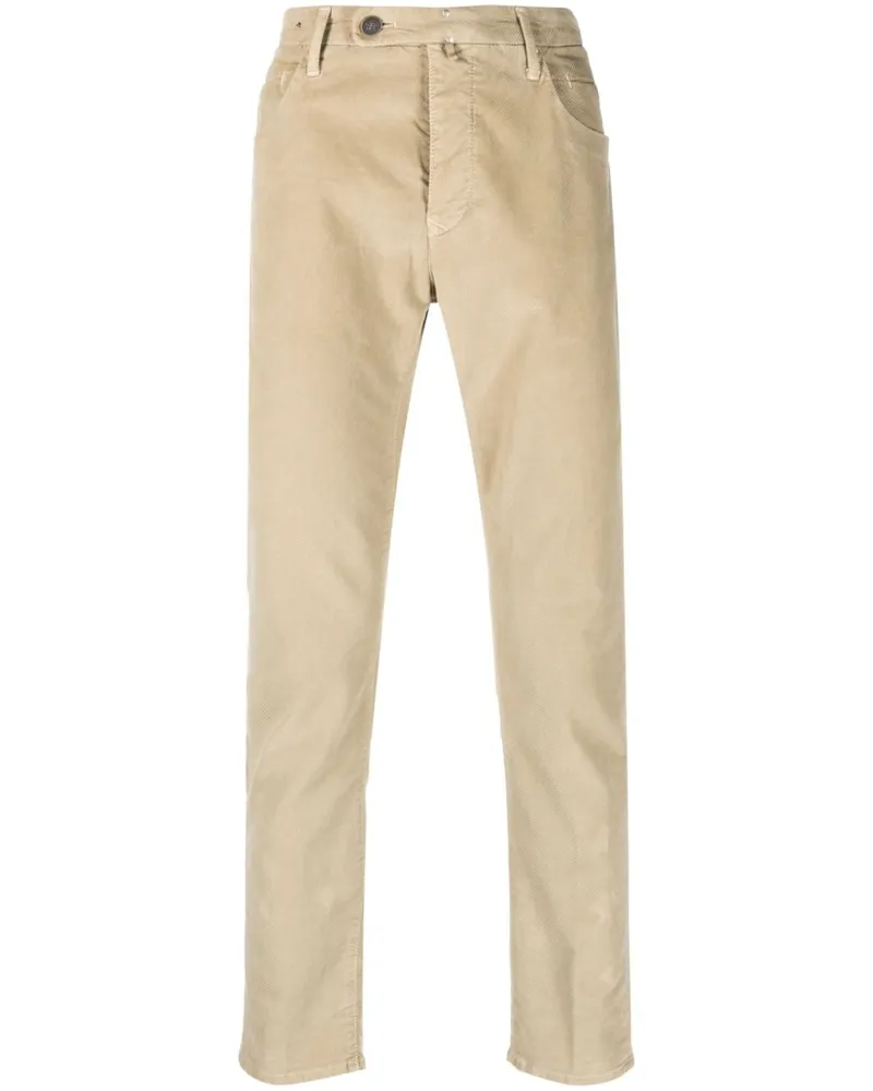 Incotex Schmale Cordhose mit Logo-Patch - Nude Nude