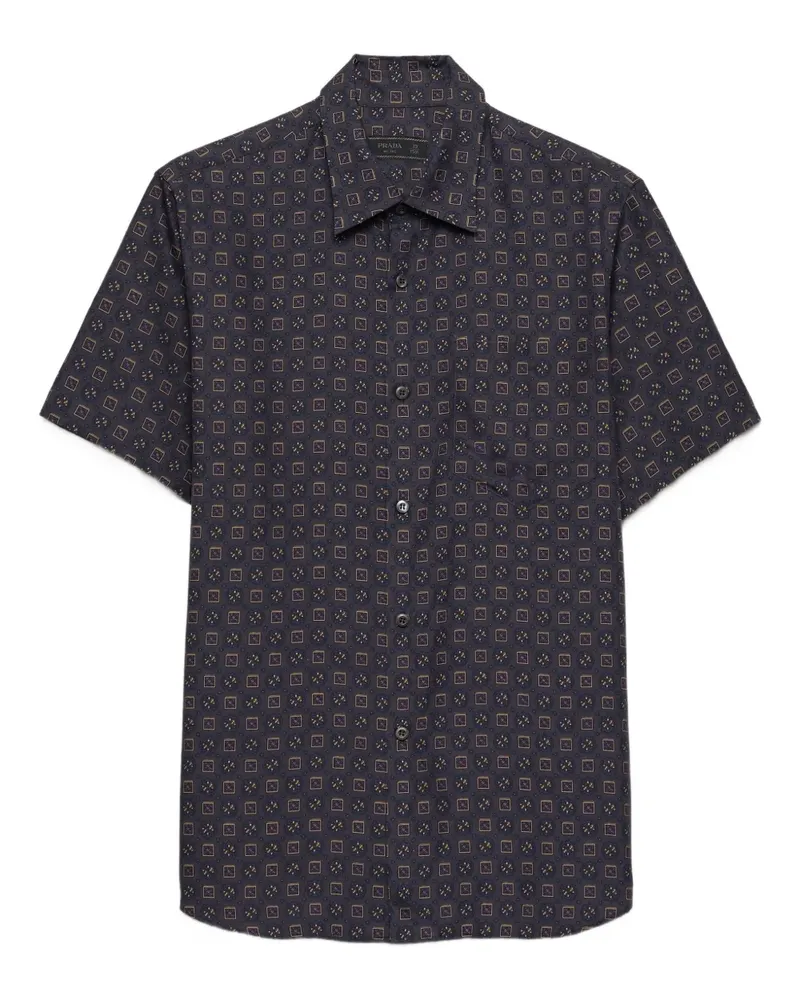 Prada Seidenhemd mit Print - Grau Grau