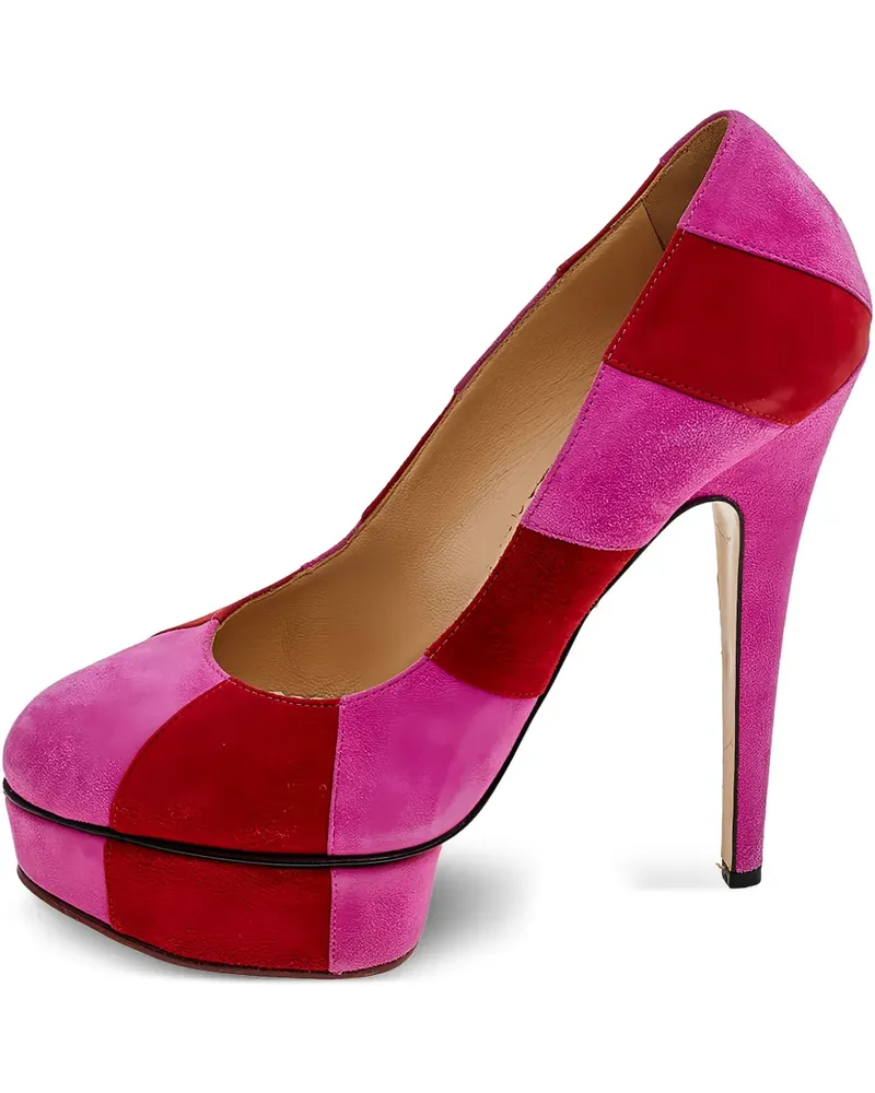 Charlotte Olympia Plateau-Pumps in Colour-Block-Optik 145mm - Rosa Rosa