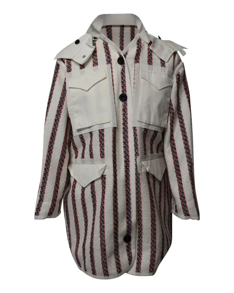 Sacai Gestreifte Jacke mit Tasche - Weiß Weiß