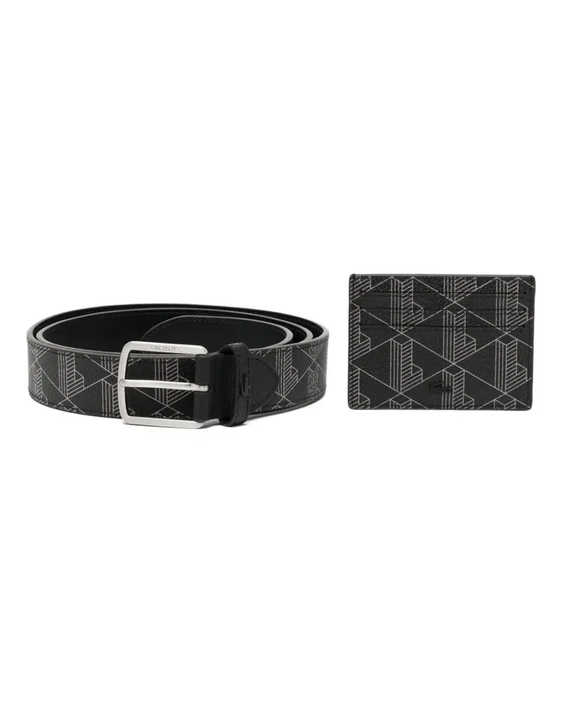 Lacoste Set aus Gürtel und Kartenetui mit Monogramm - Schwarz Schwarz