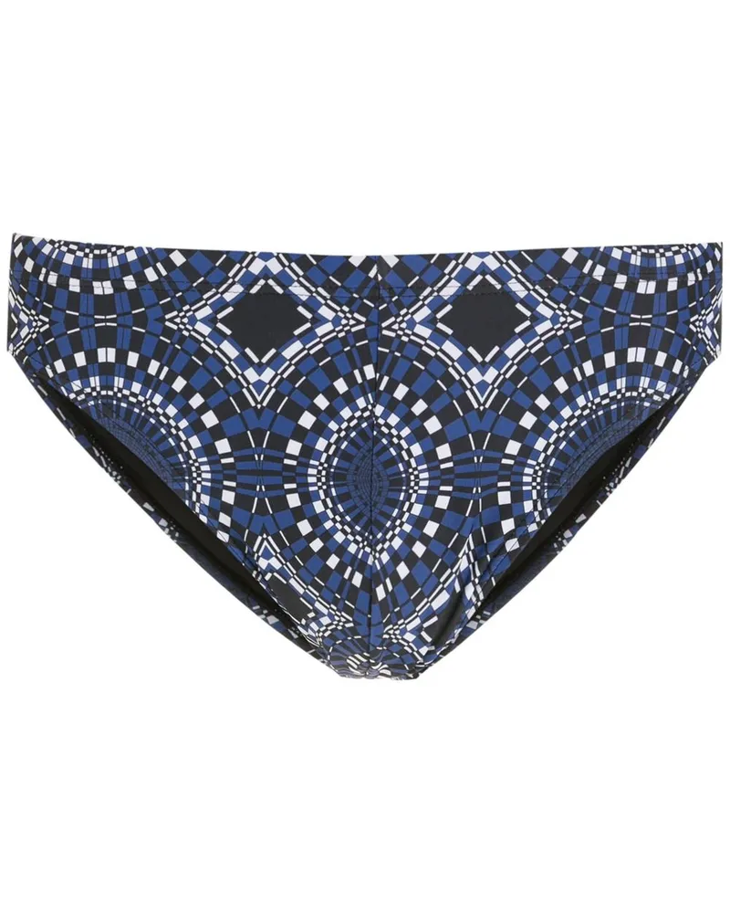 Amir Slama Sunga Badehose mit abstraktem Print - Blau Blau