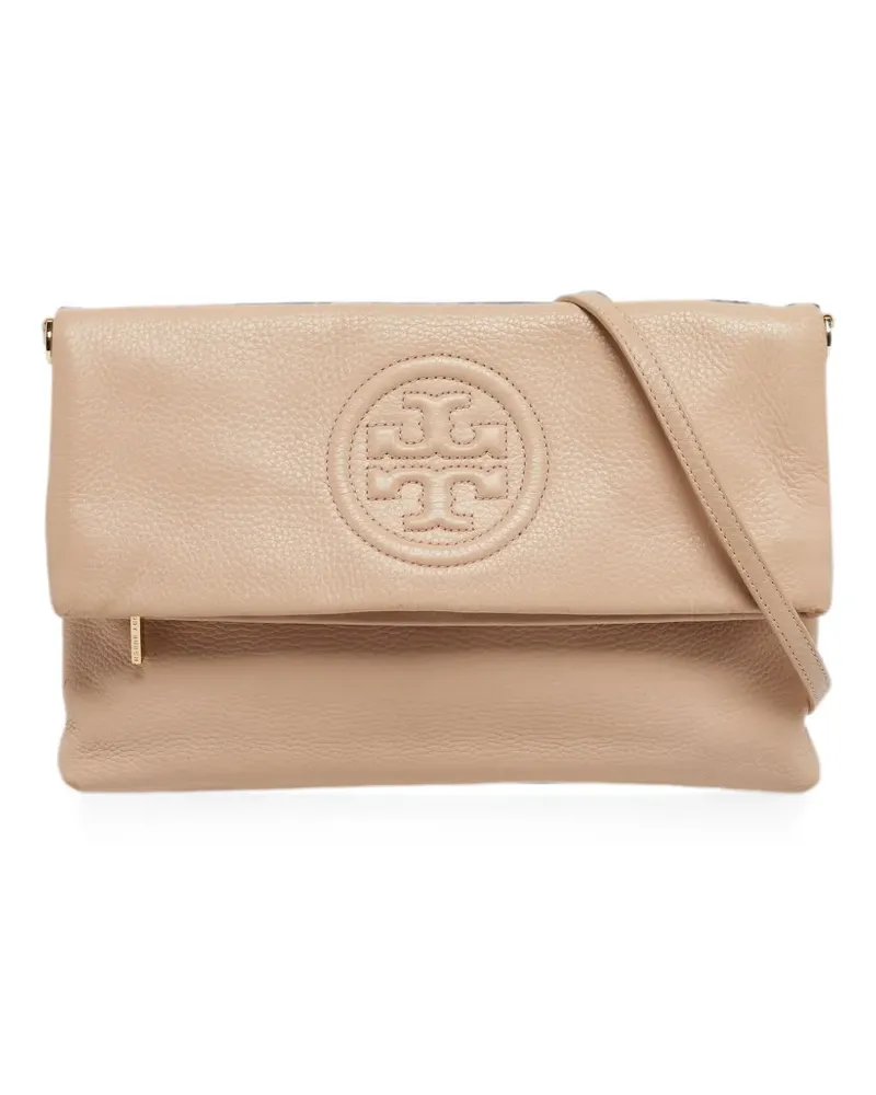 Tory Burch Thea fold-over leather shoulder bag - Nude Nude