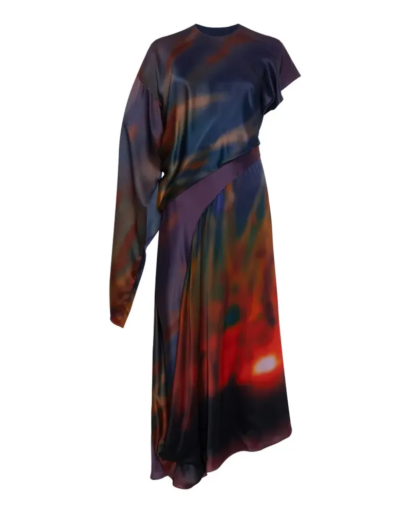 Roksanda Ilincic Alia Maxikleid aus Seidensatin mit asymmetrischen Ärmeln - Blau Blau