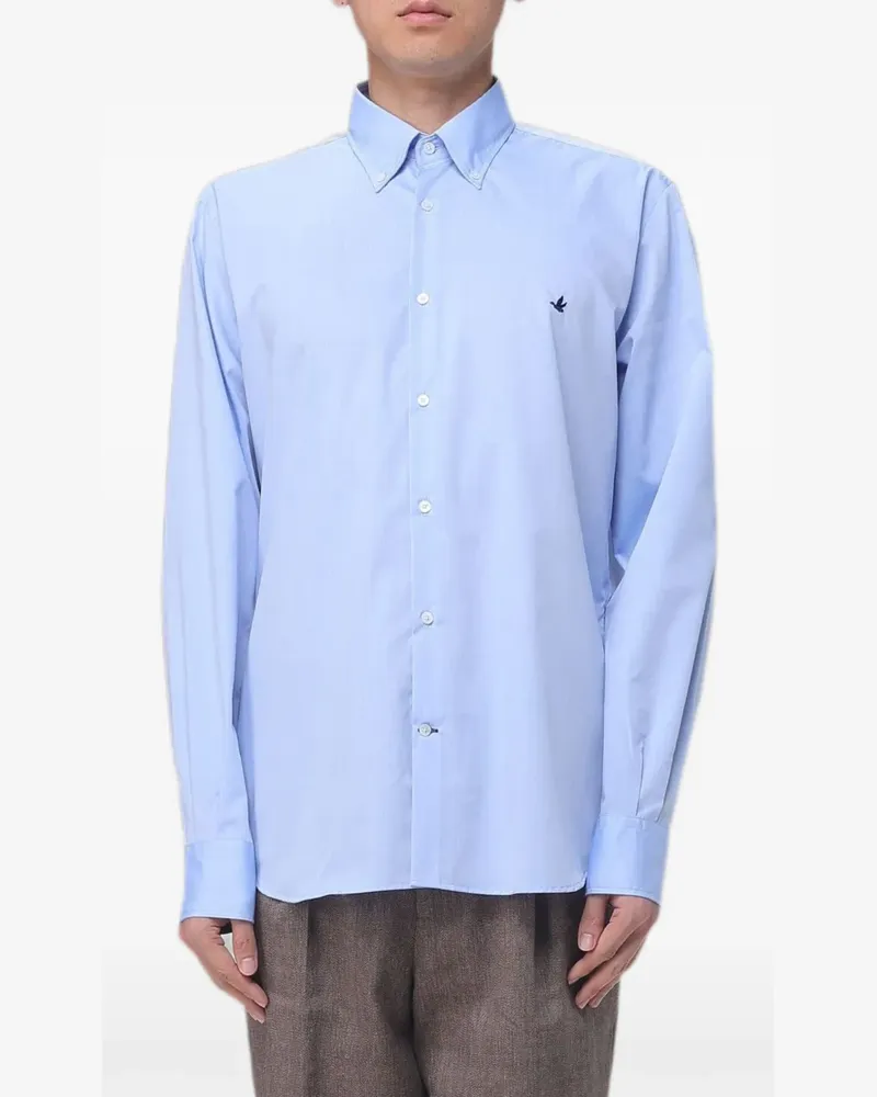 Brooksfield Popeline-Hemd mit Logo - Blau Blau