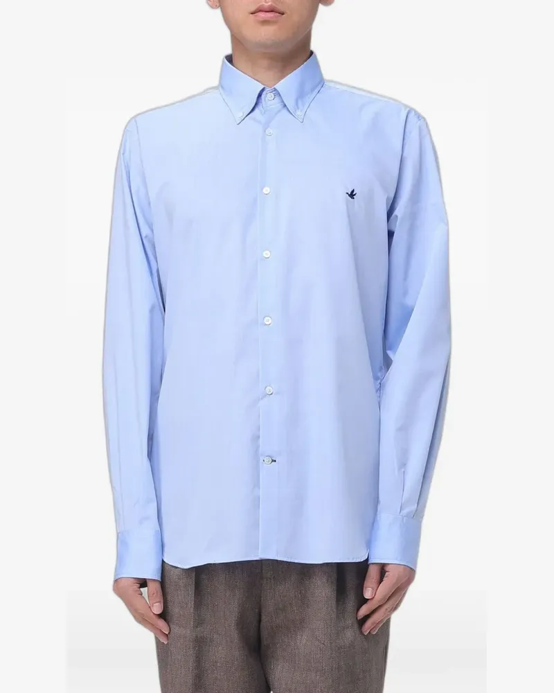 Brooksfield poplin logo-embroidered shirt - Blau Blau