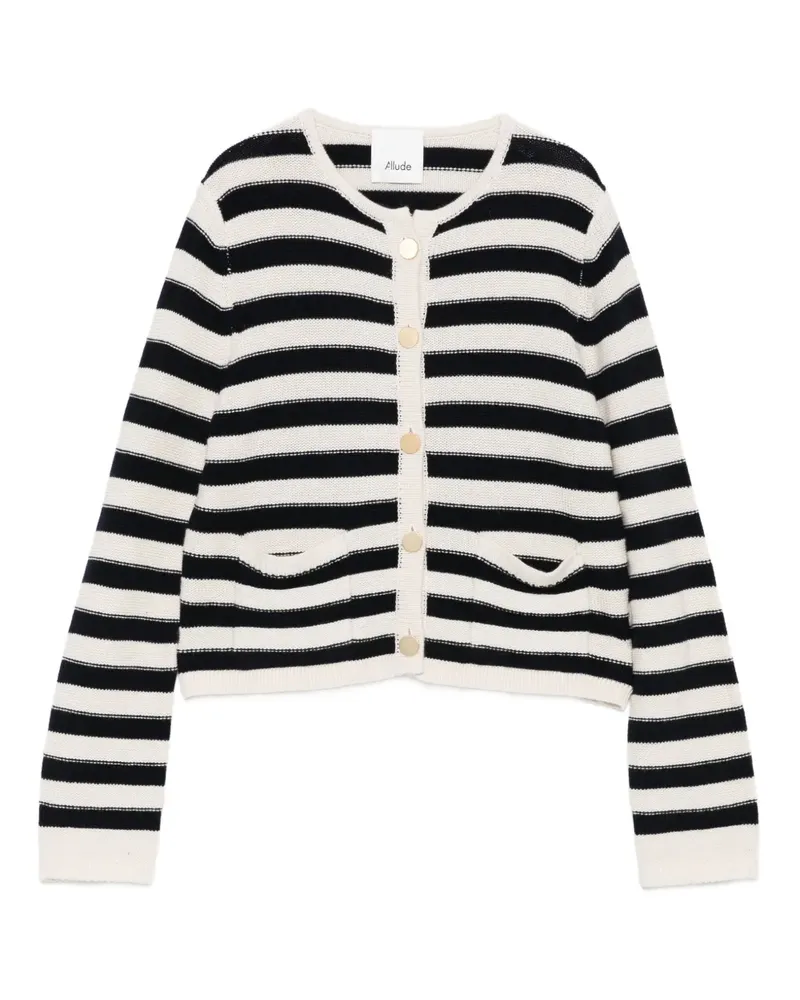 ALLUDE Gestreifter Cardigan - Schwarz Schwarz