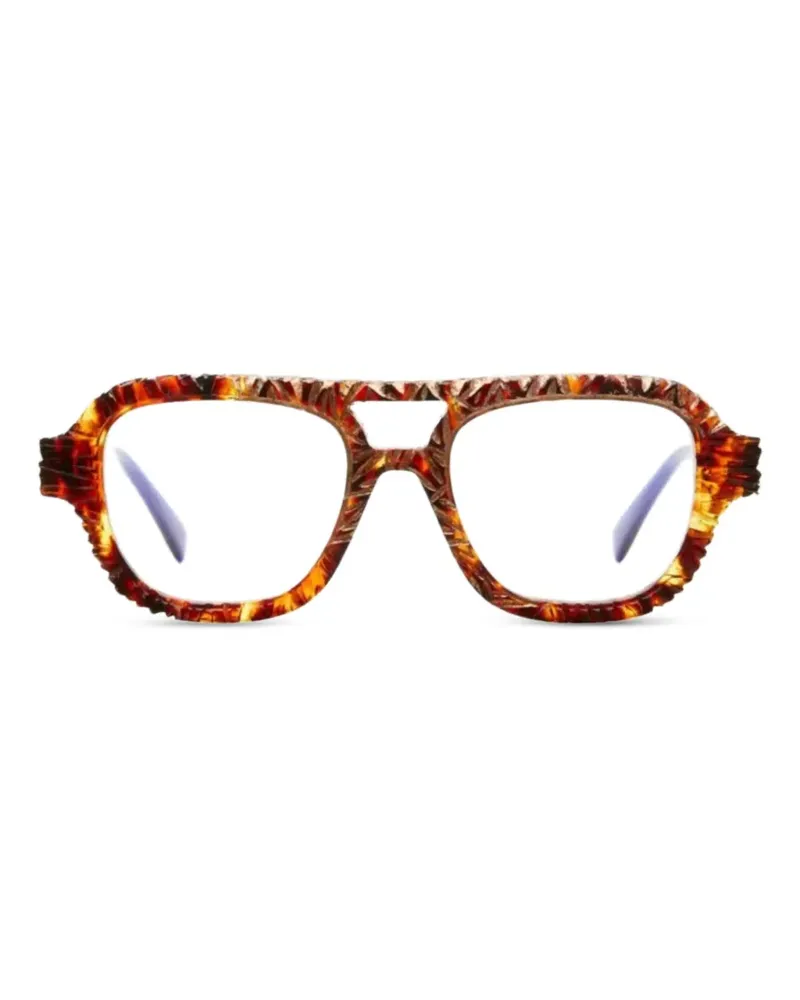 KUBORAUM S6 Brille mit geschnitztem Gestell - Braun Braun