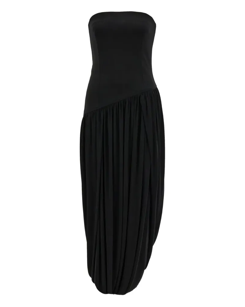 Ferragamo asymmetric ruched bustier midi dress - Schwarz Schwarz