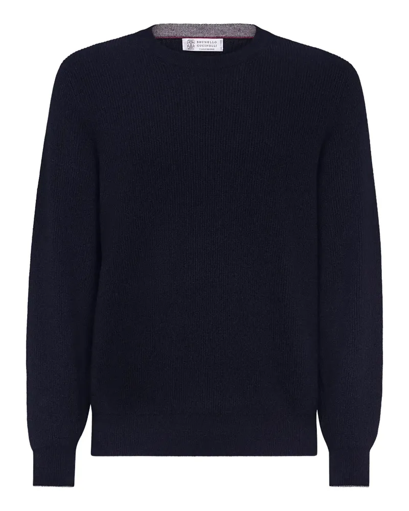 Brunello Cucinelli Kaschmirpullover mit rundem Ausschnitt - Blau Blau