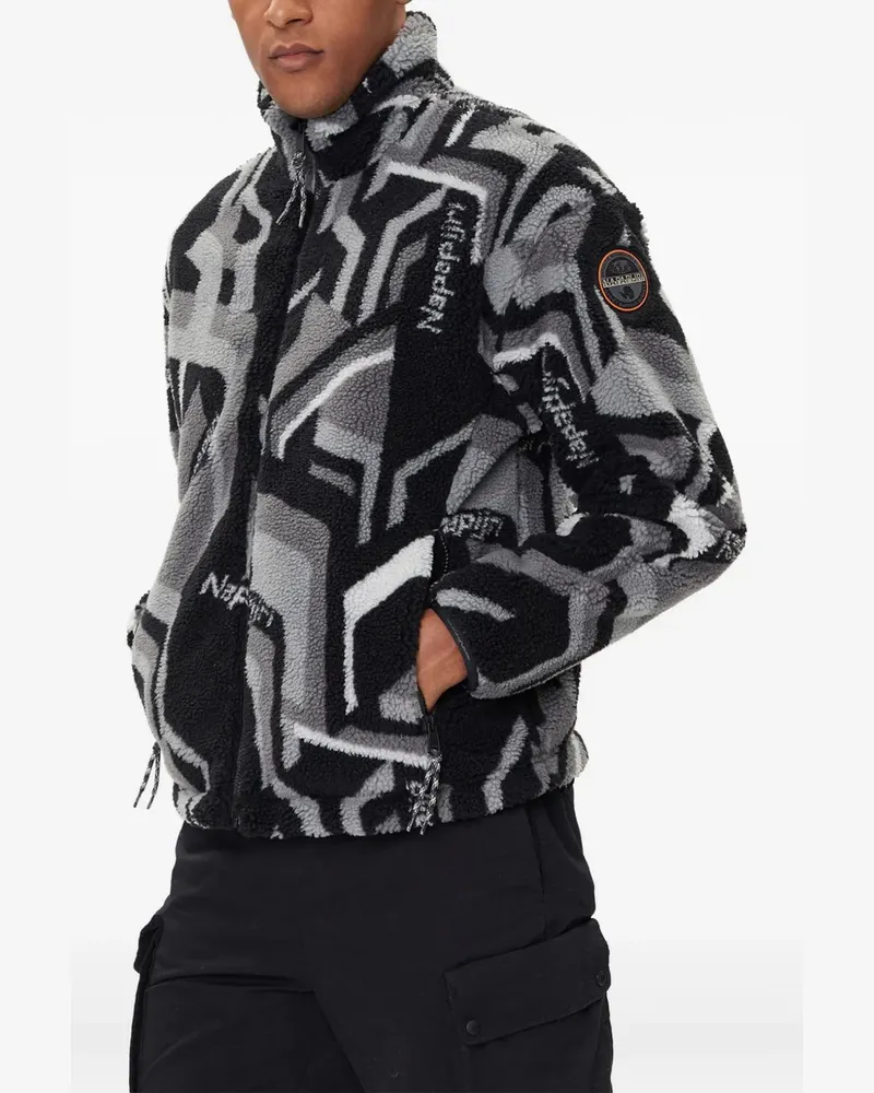 Napapijri Geometrisch gemusterte Fleecejacke - Grau Grau