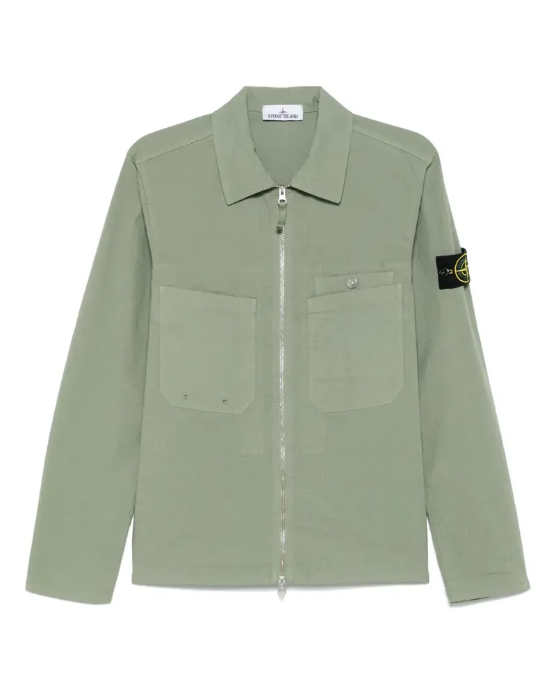 Stone Island Hemdjacke mit Kompass-Patch - Grün Grün