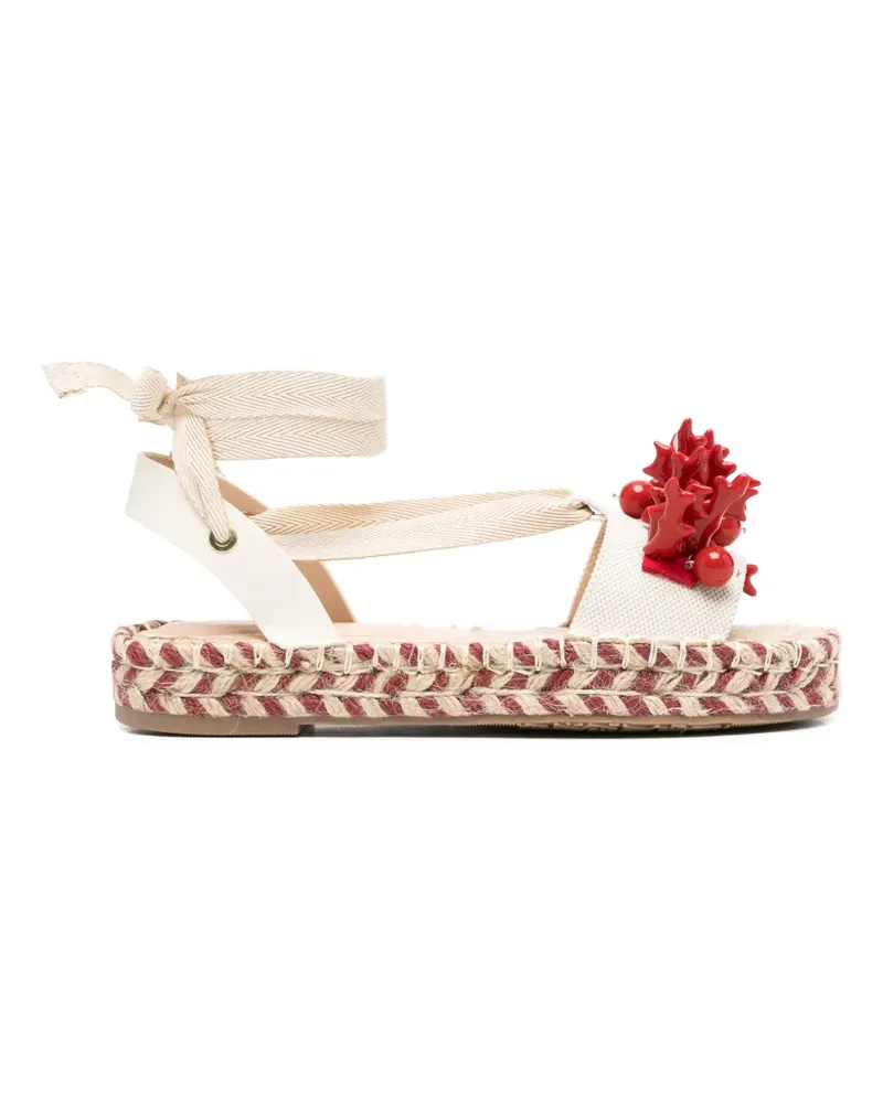 Liu Jo Paros coral-embellished espadrilles - Nude Nude