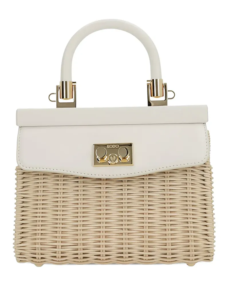 Rodo Paris wicker tote bag - Nude Nude