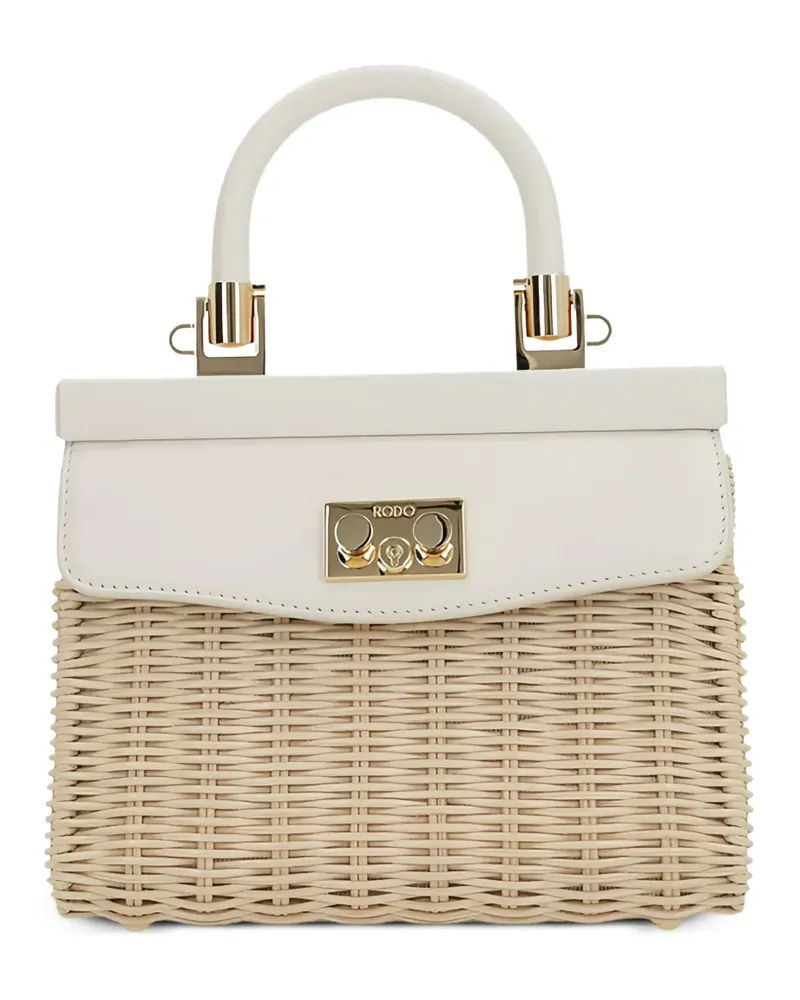 Rodo Paris wicker tote bag - Nude Nude