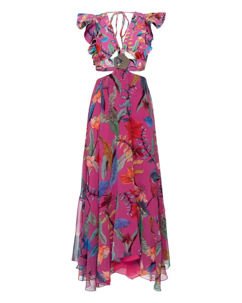 Pat Bo Zamia ruffled floral maxi dress - Rosa Rosa