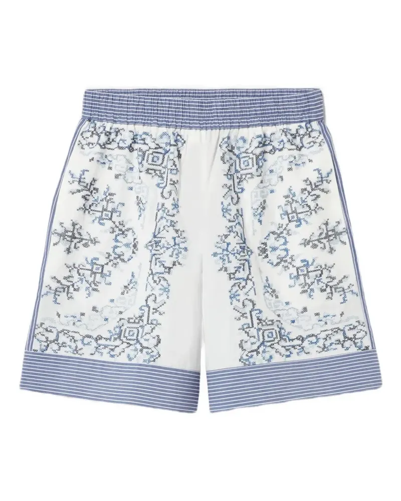 Claudie Pierlot Gemusterte Shorts mit gestreiftem Bund - Weiß Weiß