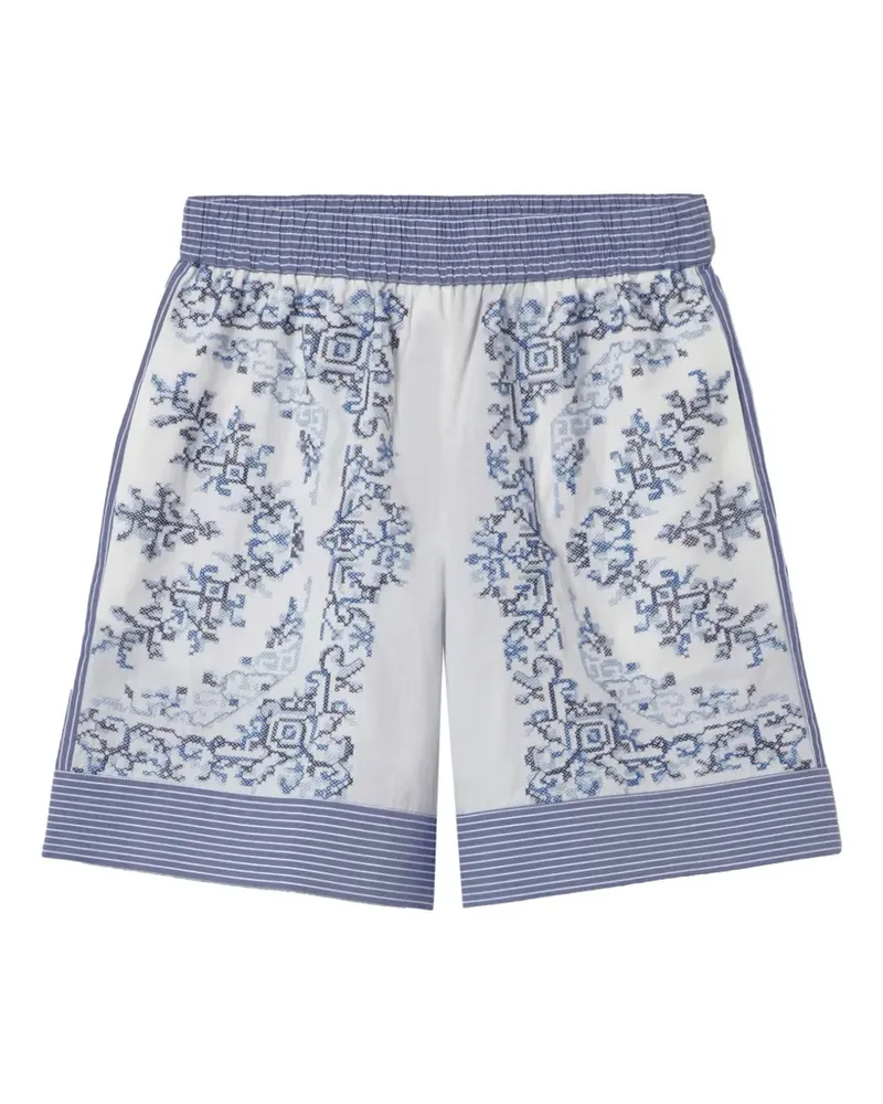 Claudie Pierlot Gemusterte Shorts mit gestreiftem Bund - Weiß Weiß