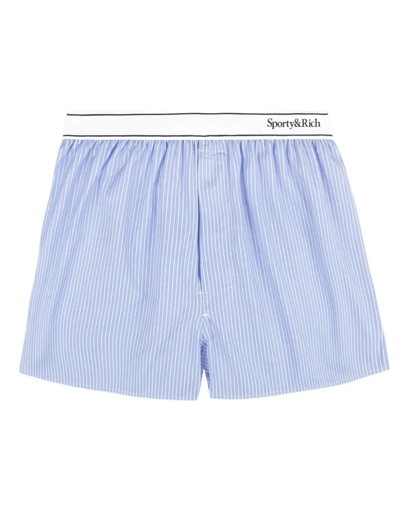 SPORTY & RICH Gestreifte Boxershorts - Blau Blau