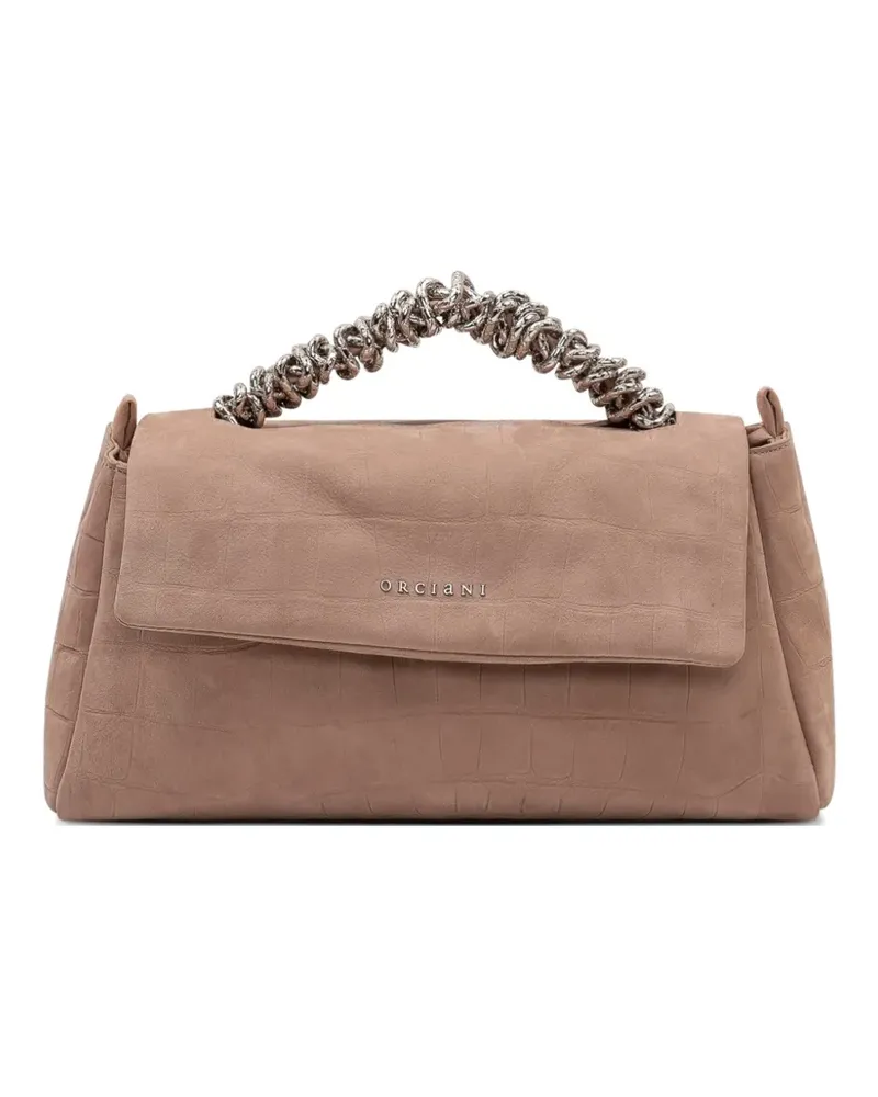 Orciani croc effect twisted handle tote bag - Nude Nude