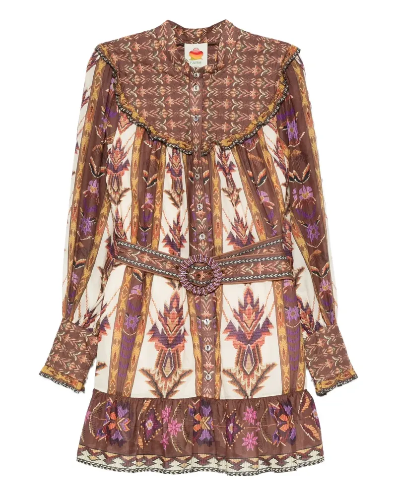 FARM Rio Gürtel-Midikleid mit Perlen - Nude Nude