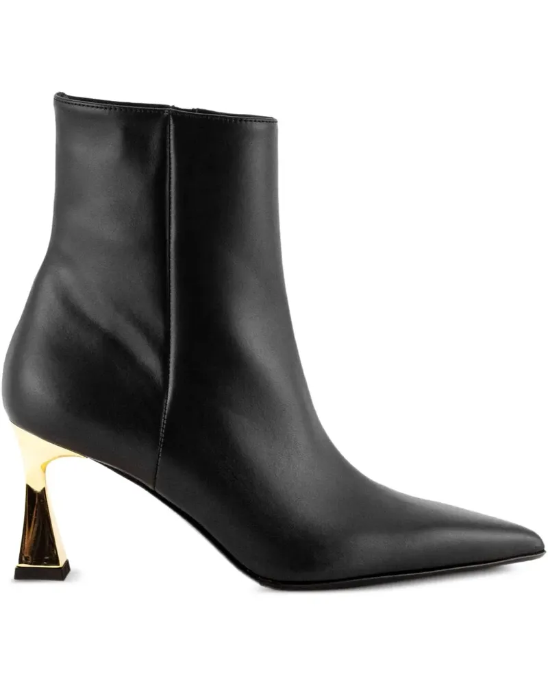 Sergio Levantesi Stiefel mit goldfarbenem Absatz und spitzer Kappe 55mm - Schwarz Schwarz