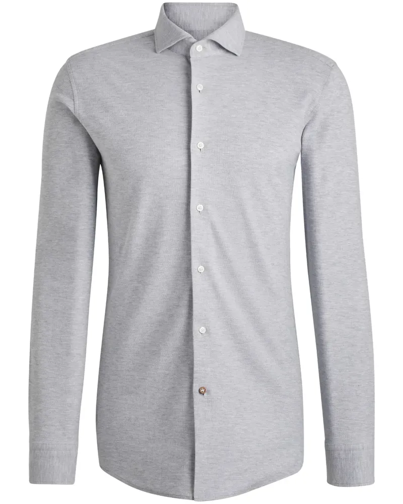 HUGO BOSS Hemd aus Baumwoll-Piqué-Jersey - Grau Grau