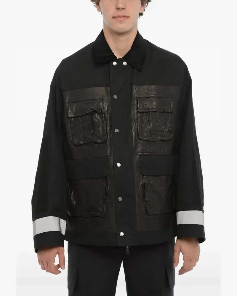 Neil Barrett Hemdjacke mit geripptem Kragen - Schwarz Schwarz