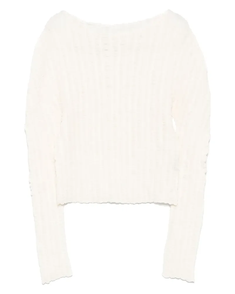 Issey Miyake Geripptes Langarmshirt - Nude Nude