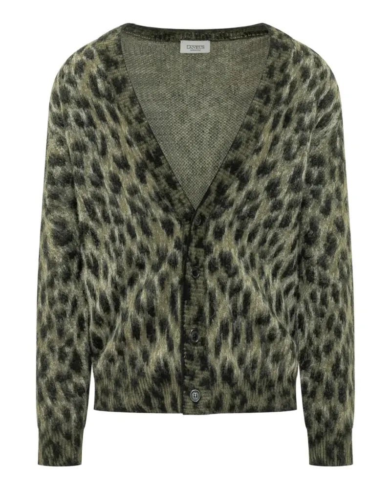 Laneus Cardigan mit Leopardenprint - Grün Grün