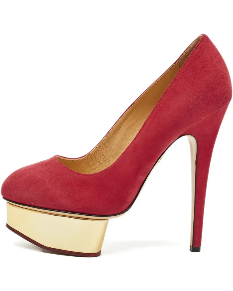 Charlotte Olympia Dolly platform-heel suede pumps - Rot Rot