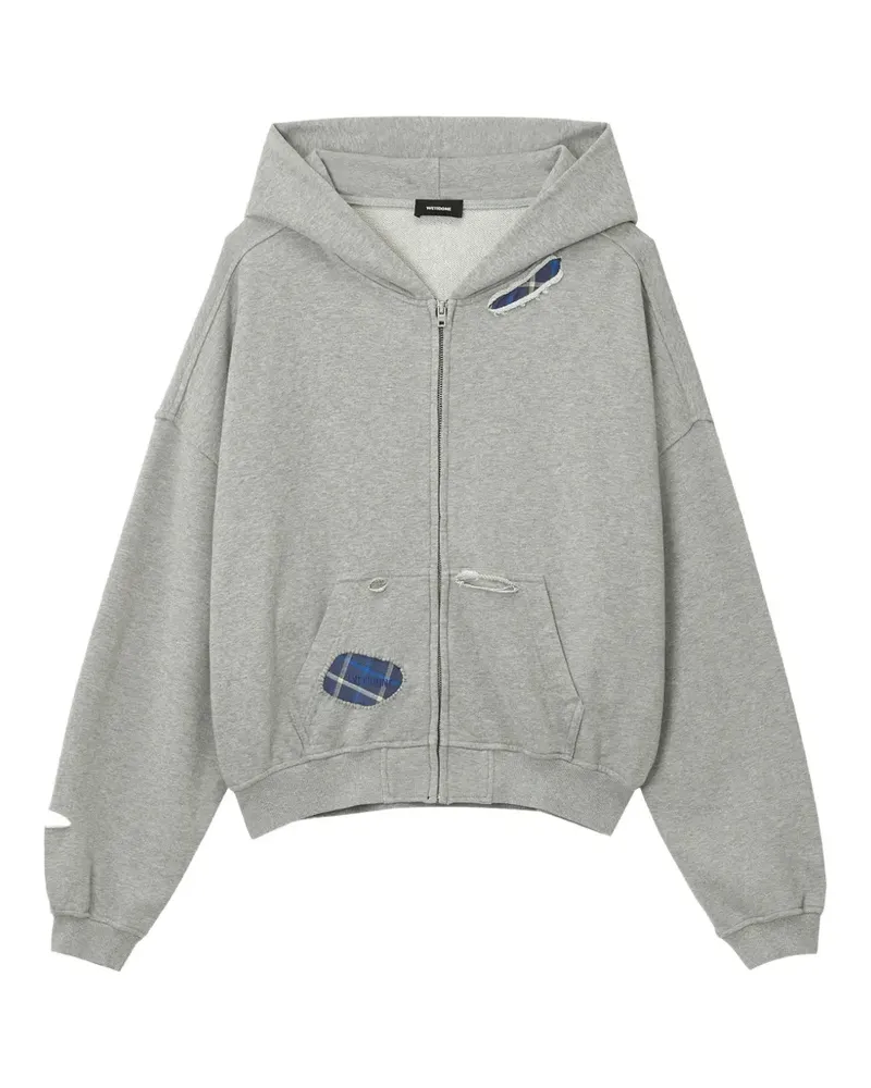 WE 11 DONE distressed-effect zip-up hoodie - Grau Grau