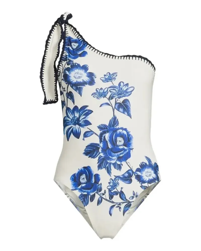 FARM Rio floral-print one-shoulder swimsuit - Weiß Weiß